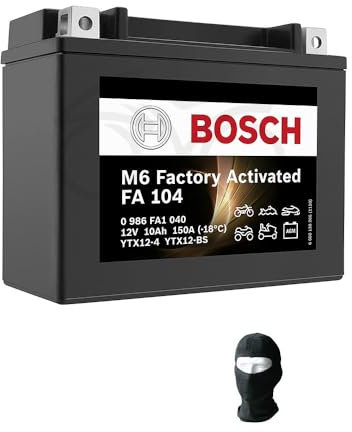Compatible avec Yamaha TDM (3VD/4TX) 850 année 1991 al 1995 Batterie Bosch YTX12-BS FA104 YTX12-4 SCELLÉE CHARGÉE ET PRÊTE À l'emploi 10AH AMPÈRE 12 Volts Batteries 150X87X130MM