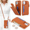 SailorTech Handyhülle für iPhone 12 Etui mit Kartenfach, iPhone 12 Pro Hülle mit Verstellbarer Halskette, iPhone 12/12 Pro Handytasche mit Reißverschluss Geldbörse - Braun