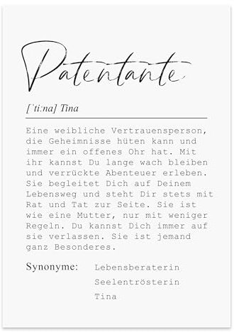 Poster DEFINITION personalisiert mit Namen als Geschenk (Patentante, DIN A3)
