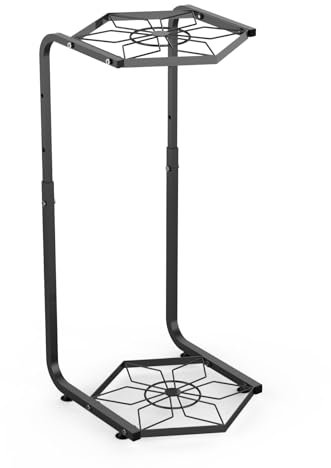 LAGAHS 2 Tier Adjustable 21.3-28.3 Tall Metal Plant Stand for Indoor Outdoor, Black, 2 Potted Plants