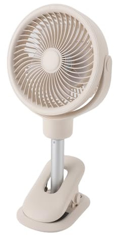 Ventilador Portátil con Clip, Funciona con Pilas, Pequeño Ventilador de Escritorio Recargable por USB, Ventilador Oscilante Telescópico de 4 Velocidades, Silencioso con Luz
