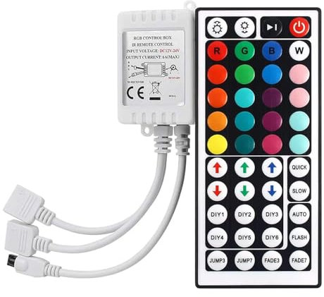 44 teclas, luces LED, control remoto, salidas duales, 4 pines, 2 puertos, caja de control RGB, mando a distancia inalámbrico IR para tira de luz LED 3528 5050