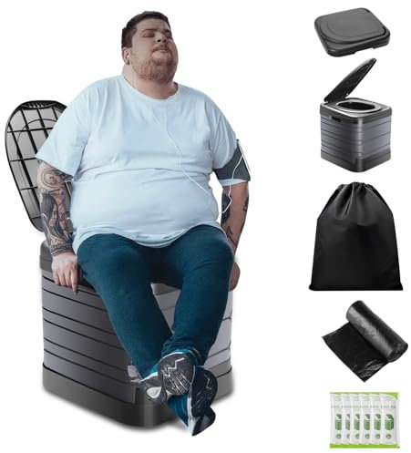 Sckee XXL tragbare Toilette für Erwachsene, 40,6 cm hohe Campingtoilette mit Deckel und Tragetasche, robustes tragbares Töpfchen für Camping, Wandern, Autoreisen, LKW, Wohnmobil, Bootfahren