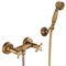 Badewannenarmatur Badewanne Wasserhahn Retro Vintage Stil Messing Wandmontage Zwei Griffe Wannenbatterie Badewannen Armatur Mit Handbrause Badewanne Mischbatterie Duscharmatur, Bronze