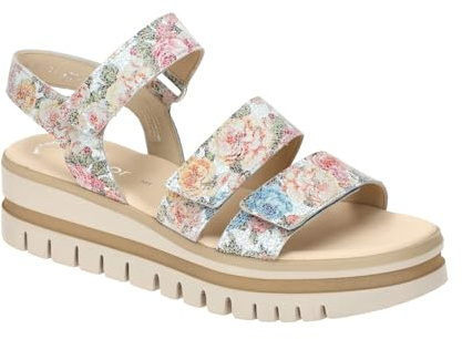 Gabor Damen Riemchensandalen, Frauen Sandalen,Sommersandalen,bequem,flach,Sommerschuhe,Freizeitschuhe,offene Schuhe,Weiss/Multic.,38 EU / 5 UK