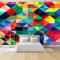 Fototapete 3D Effekt Geometrischer Hintergrund Quadrate Dreiecke Tapeten Vliestapete Wandtapete Moderne Design Wand Wandbild Schlafzimmer Wohnzimmer Flur Wanddeko 200 x 140 cm