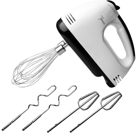 Batteur Electrique Cuisine, Batteur à Main Electrique 7 Niveaux, Batteur Mixeur avec 5 Accessoires Inox, Bouton d'Éjection, Batteur Électrique De Cuisine, pour Gâteaux, Pâte, Beurre, Salade