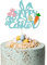 Dlicsy 1 Pcs Happy Easter Cake Topper, Glitter Bunny Ear Cake Pick Decorations, Metallic Gold, Easter Occasion