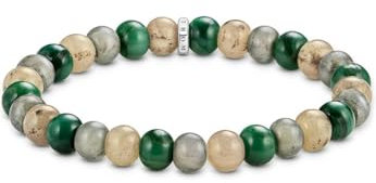 THOMAS SABO Armband Jasper, Jade und Labradorit 9 mm Recyceltes 925 Silber, Geschw.