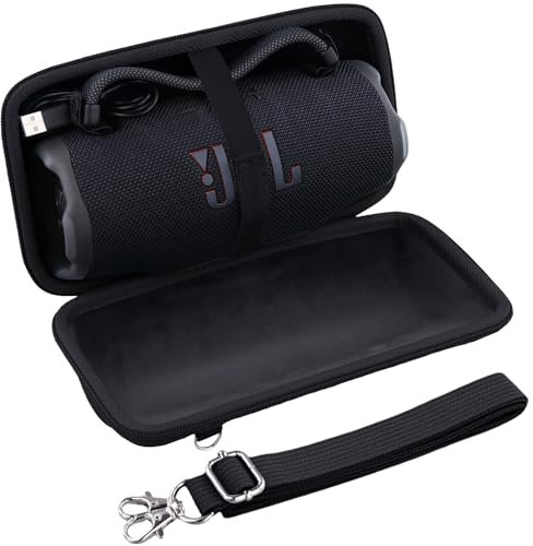 Khanka für JBL Charge 6 Tragbarer Bluetooth-Lautsprecher Hartschalen-Reise-Aufbewahrungstasche mit Schultergurt, Nur Tasche (Schwarz)