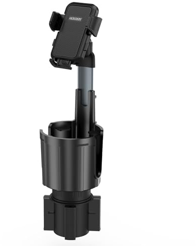 AKREDERY Car Phone Mount with Cup Holder Expander - Upgraded Anti-Shake 2-in-1 Cup Phone Holder for SUVS Trucks with Adjustable Aluminium Alloy Long Neck, fit for iPhone Samsung Galaxy (Black)