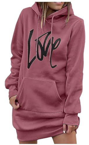bgyujn Damen Hoodie-Kleid mit bequemer Passform mittellanger Länge lässigem Design für jeden (XL)