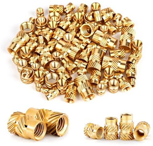 LustLocke Rivetti Filettati Set 200 Pezzi, Boccole Filettate Durature M4 Per Stampa 3D Con Materiale In Ottone Senza Piombo Di Alta Qualità,Inserto Filettato Resistente Per Plastica e Riparazioni Auto