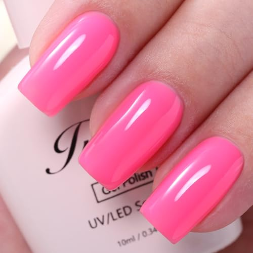 Imtiti Hema-Free Bubblegum Pink Gel Nail Polish 10ml - UV LED Soak-Off Hot Pink Nail Gel, Salon-Grade Long-Lasting 28+ Days Bright Fluorescent Pink for DIY & Pro Manicures