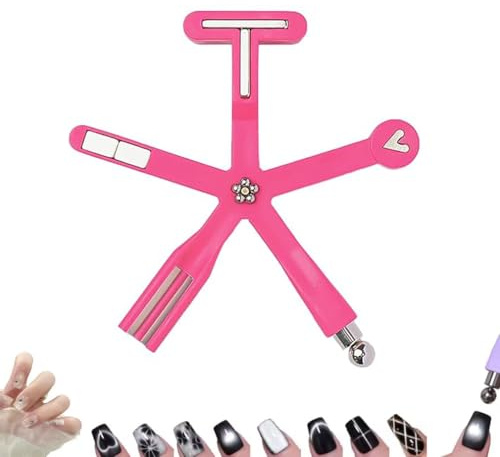 Starfish Magnetic Nail Tool, Cateye Magnet, 8 in 1 Multi Funktions Katzenaugen Magnetstifte, Cat Eye Nagellack Magnet, Starkes Ansaug Katzenaugen Magnetwerkzeug für Katzenaugen, DIY Nail Art (Rosa)