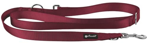 Petlando Hundeleine 2m leicht, Basic Comfort, Bordeaux, L (230x3cm) | Für große Hunde, 3-fach verstellbar, funktional, robust & pflegeleicht, zum Umhängen, hands free, Führleine