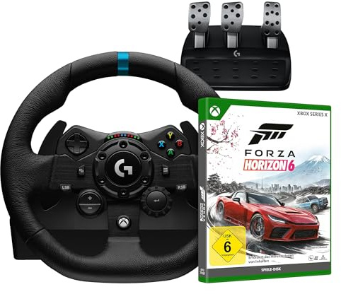 Logitech G G923 Rennlenkrad und Pedale + Forza Horizon 6 (Disc) für Xbox Series X - Schwarz