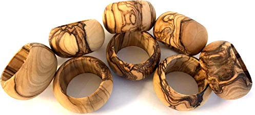 Bethlehem Olivenholz Serviette Ringe – Set von 8 (Ring ist 4,6 cm im Durchmesser und 2,3 cm hoch)