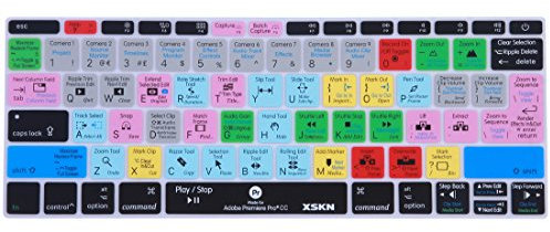 XSKN Adobe Premiere Shortcut-Tastatur-Hülle für MacBook Pro 13 Zoll A1708 (2016 Version, keine TouchBar) und MacBook 12 Zoll A1534, US- und EU-Layout