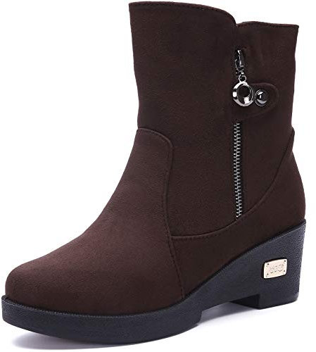 Gaatpot Chaussures Bottes Hiver De Neige Femmes avec Chaud Fourrure Doublure Antidérapage Talons Bottine Café EU37=CN38