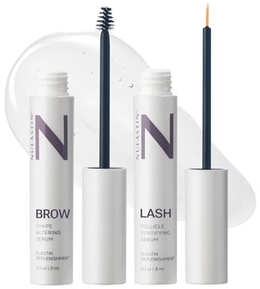 NULASTIN Eyelash Serum & Brow Serum - Lash & Brow Dual System - Eyebrow & Eyelash Enhancing Serums with Keratin & Peptides for Fuller Looking Lashes & Brows (2 Count, 0.1 Fl Oz Each)