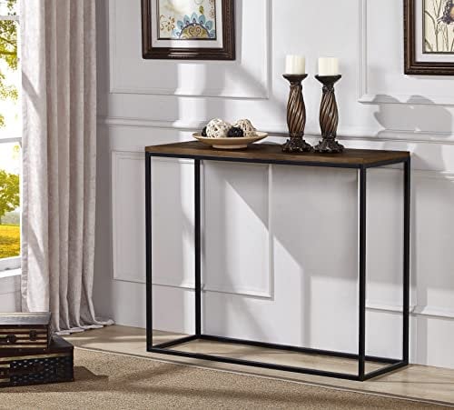 Charles Bentley Table, Industrial, Chevron, Console, Contemporary, Wood, Metal, Console Table, Metal Frame, Industrial Style, Flat Packed, Convenient, Easy Assembly, Chevron Pattern (100x81.5x35cm)