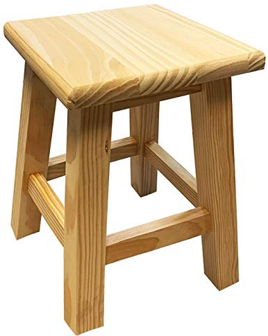 Acan Tradineur - Taburete Cuadrado de Madera 35,5 x 26 cm, banqueta, Asiento de Madera con reposapiés para Cocina, Comedor, Restaurante, Resistente y Duradero