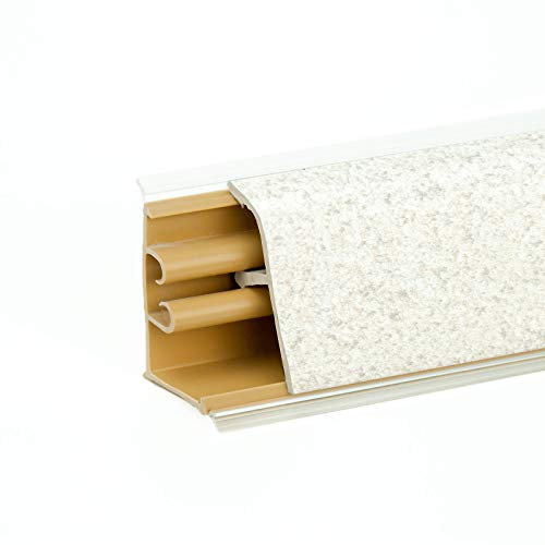 DQ-PP Plinthe d'angle de 1,5 m - Pietra - 37 x 24 mm - PVC - Vis incluses - Baguette de finition pour plan de travail de cuisine - Baguette de finition murale - Pour table