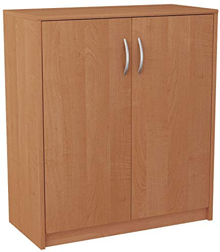 MATKAM Kommode 2-türig H B T 85 x 74 x 35 cm EIN Innenregal aus Holzwerkstoff Griffe in satinierter Metall-Optik Scharniere aus Metall (Erle)