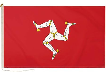 Duraflag Isle of Man Flaggen, 152 x 91 cm, mit Seil und Knebelverschluss, Premium-Qualität, 12,7 x 7,6 cm