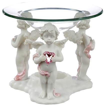 Puckator Peace of Heaven Call of the Heart Cherub Oil & Wax Burner with Glass Dish - Wax Melt Burner Burners Liquidizer Holder - Candle Holders For Living Room - Home Accessories Decor Air Freshener