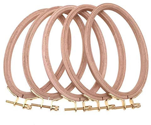 BWRMHME 15,2 x 10,2 cm Kreuzstich Holz Oval Stickrahmen Quilting Hoop Ellipse Craft Tool - 16 x 10 cm (2 Stück/Packung)