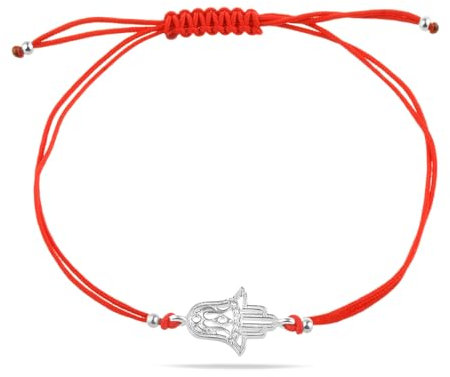 Hamsa Hand Fatima Sterling Silber 925 Armband Armreif Kabbalah Spirituelle Charm Verstellbares