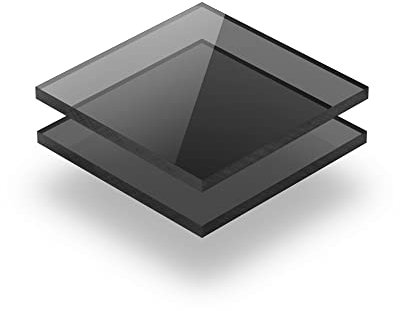 Polycarbonatplatte Getönt grau 3 mm - Rechteck in Abmessungen von 10x10 cm bis 100x230 cm mit Schutzfolie an beiden Seiten, ohne scharfe Kanten.