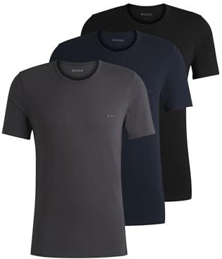 BOSS Mens Tshirt RN 3P Classic Three-Pack of Cotton Underwear T-Shirts with Logos