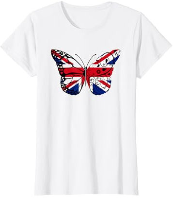 Union Jack Butterfly Butterflies Flag Wings British UK Flag T-Shirt