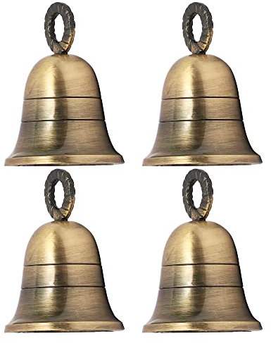 HANDTECHINDIA 7.6 cm Höhe indische Messingglocken für Heimtürdekoration, Basteln, Glockenspiele, Weihnachtsdekoration, Weihnachts-Bastelglocken für Weihnachtsdekorationen, Antik (4)