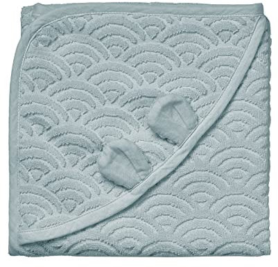 Cam Cam Copenhagen, Baby Kapuzenhandtuch mit Öhrchen, Kapuzenbadetuch, Baby Geschenk Junge, 80 x 80cm, 100% GOTS-zertifizierter Bio-Baumwolle, Petroleum