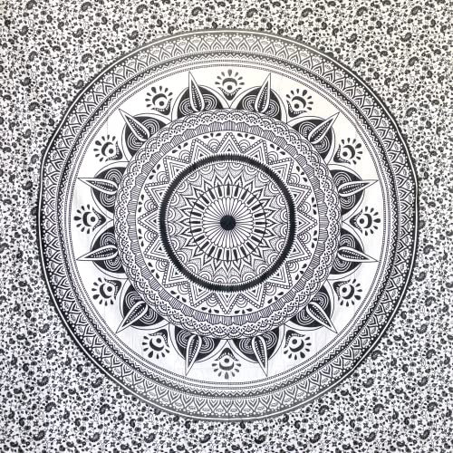 MOMOMUS Großes Strandtuch XXL Sandfrei - Mit Mandala-Motiv - Ideal als Pareo, Strandtuch Groß Sandabweisend oder Strandlaken XXL - Schwarz, 210x230 cm