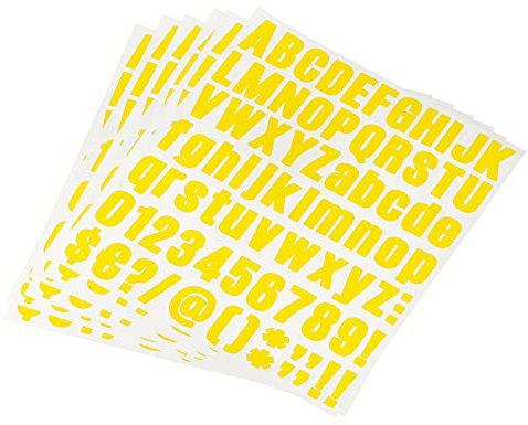 sourcing map Letter Number Stickers Kit, 1 Inch Vinyl Self Adhesive Waterproof Alphabet Decals for Mailbox Address Sign DIY Crafts Card, 486 Pcs 6 Sheet Yellow