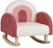 DREAMADE Fauteuil à Bascule Rembourré Enfant 3-5 Ans, Canapé d'Appoint en Velours Teddy avec Dossier Élargi, Pieds en Bois Massif, Anti-basculement, pour Salle de Jeux, Chambre, Salon (Rouge)