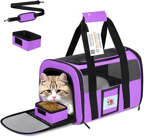 SECLATO Cat Carrier for Small Dogs, Kittens and Pets Foldable with Soft Sides Airline Approved for Small Medium Pets Under