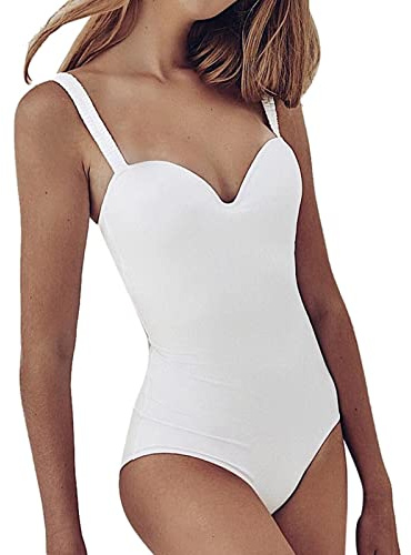 Costume Intero Donna SGAMBATO One Piece Costume Intero con Ferretto Costumi Mare Intero con Coppe Costume Intero Monospalla Costume Intero Coppe Ferretto