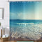 Hnmdmyi Duschvorhang Ozean Strand 180x200, Meer Wellen Blauer Himmel Natur Szenerie Badewanne Vorhang Wasserdicht Polyester Stoff Waschbar Badevorhang für Badezimmer mit Haken