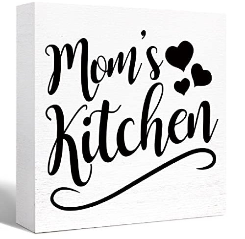 Mom's Kithcen Schild, Mamas Küche Holzblock Schilder für Mama Küche Tisch Regal Dekoration, Mama Küche Geschenke für Mama