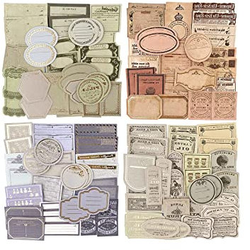 Xinlon 4 Stile Arts Vintage Scrapbooking Sticker Set, Scrapbook Stickers, Scrapbooking Sticker, Vintage Retro Dekorativ Sticker für Sammelalbum, DIY Fotoalbum, Tagebuch Notizbuch, Kalenderplaner