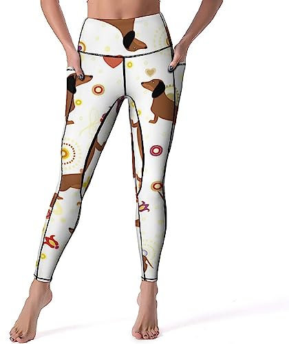 Yoga-Hosen Hund Dackel Muster Damen Yoga Leggings Sport Gymnastikhosen