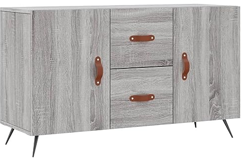 vidaXL Sideboard, Kommode mit viel Stauraum, Mehrzweckschrank Anrichte für Wohnzimmer, Schrank Beistellschrank Metallbeine, Modern, Grau Sonoma Holzwerkstoff