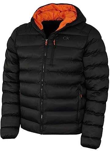 Calvin Klein Mens Veste Jacquard tissée San Gabriel - Noir/Orange - XL