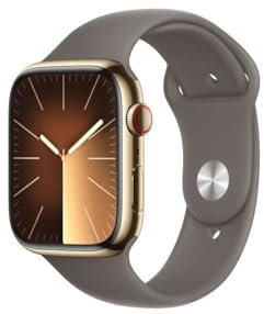 Apple Watch Series 9 GPS + Cellular - 45mm - Boîtier Acier Or - Bracelet Clay Sport Band - M/L